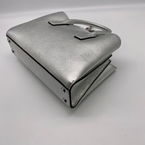 Michael Kors Silver Pebbled Leather Small Ruthie Satchel - Picture 9 of 10